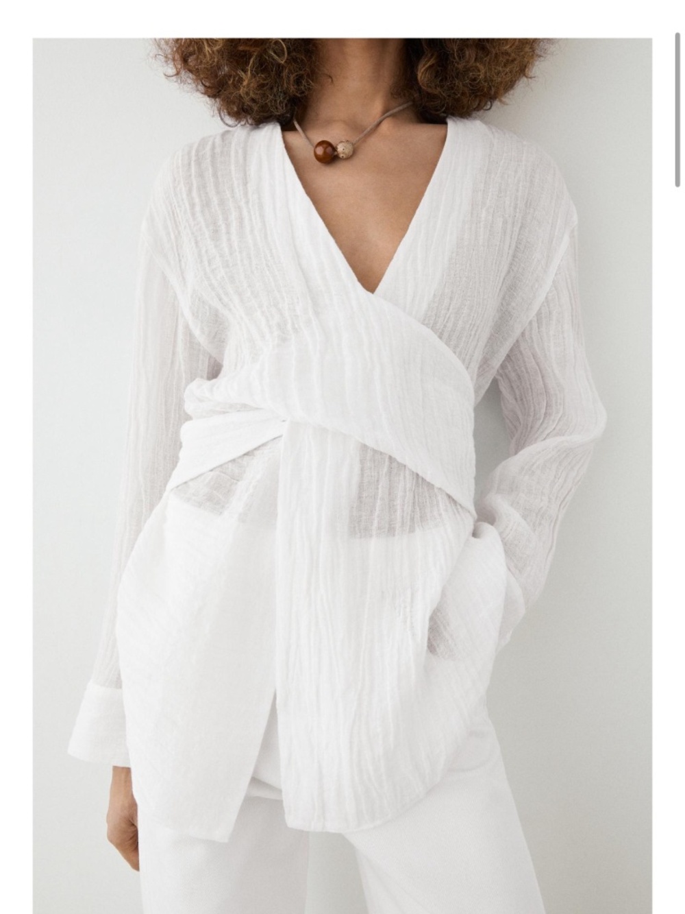 160$ Massimo Dutti Flowing Linen Blend Blouse With Sash Belt New
